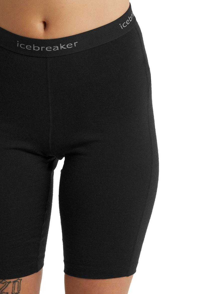 Black Women's Icebreaker Merino 200 Oasis Thermal Shorts Base Layers | USA 1882UZGT